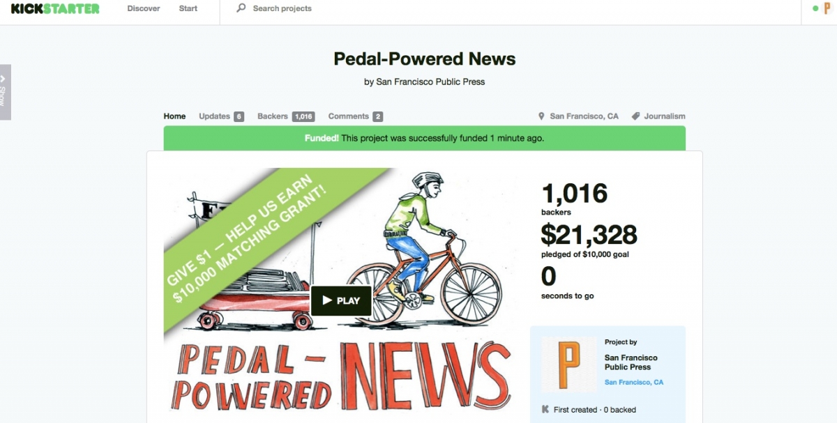Pedal-Powered News is Fully Funded on Kickstarter!